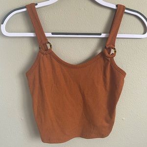 Size Small, Color Burnt Orange, Tortoiseshell Rings on straps, Crop top